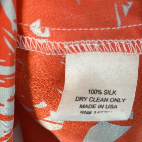 Parker women’s 100% silk Orange light blue long sleeve mini dress cut out back M - Picture 8 of 9